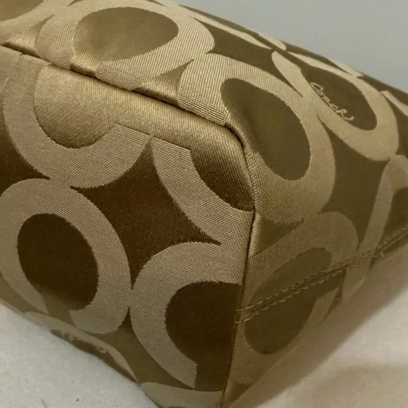 Coach Madison Signature Tan Sateen Canvas Tote with Dark Brown Leather Trim - Picture 9 of 16